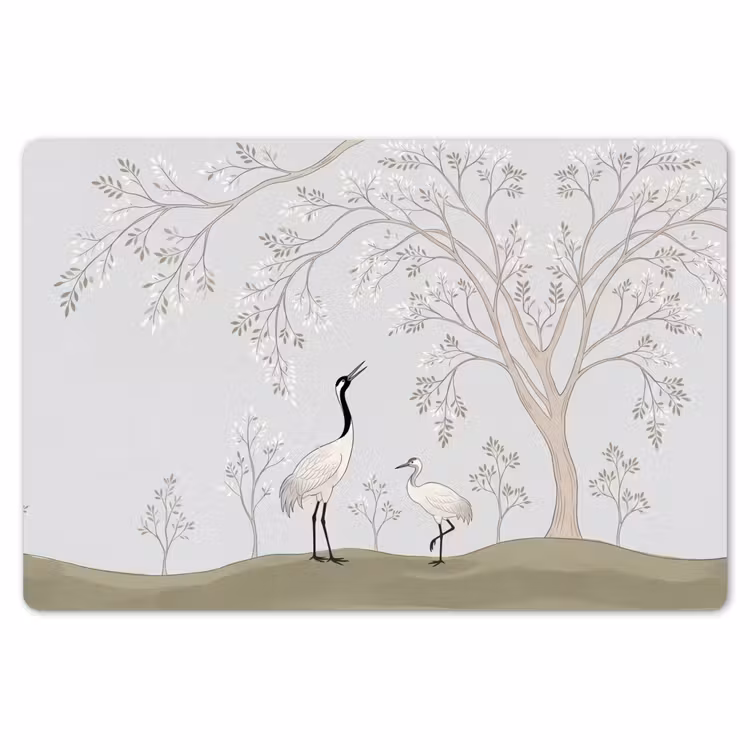 Placemat - 6 stuks - Minimalistisch - Kraanvogels - Blauw — 7