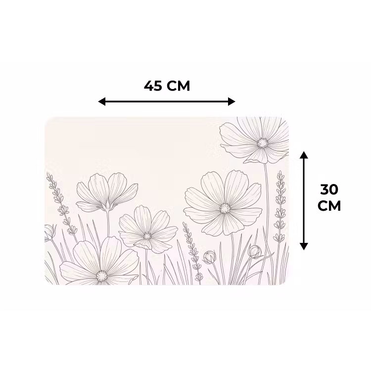 Placemat - 6 stuks - Minimalistisch - Modern - Bloemen - Beige — 3