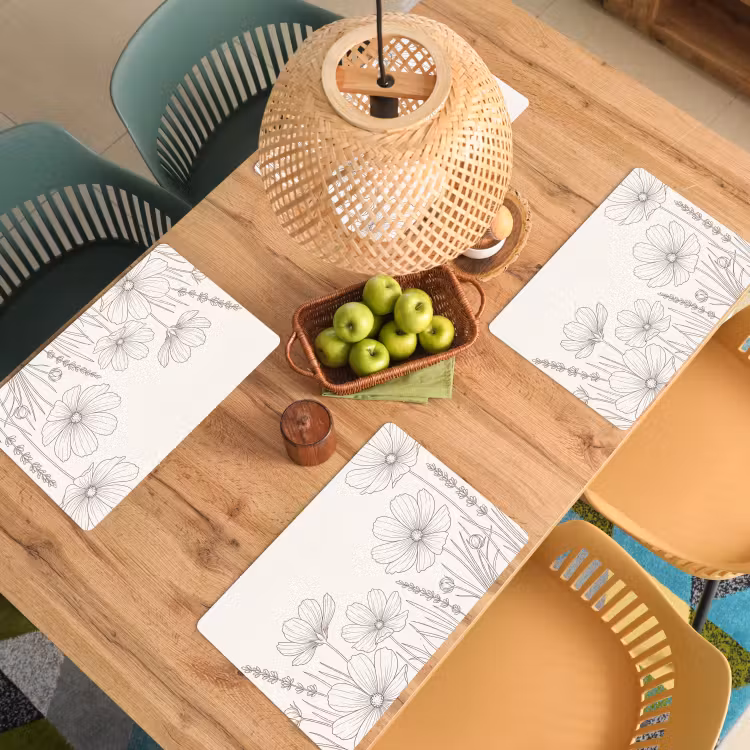 Placemat - 6 stuks - Minimalistisch - Modern - Bloemen - Beige — 6
