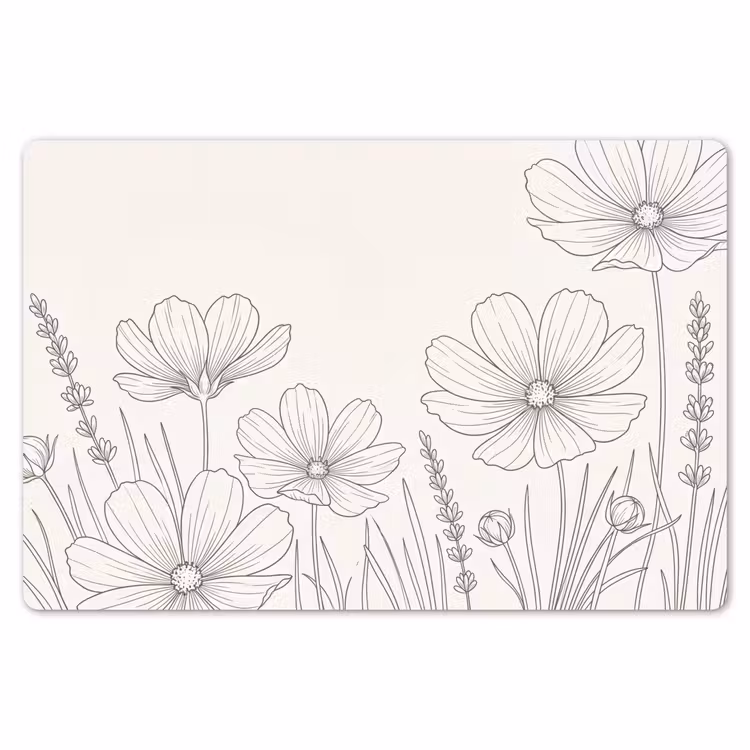 Placemat - 6 stuks - Minimalistisch - Modern - Bloemen - Beige — 7