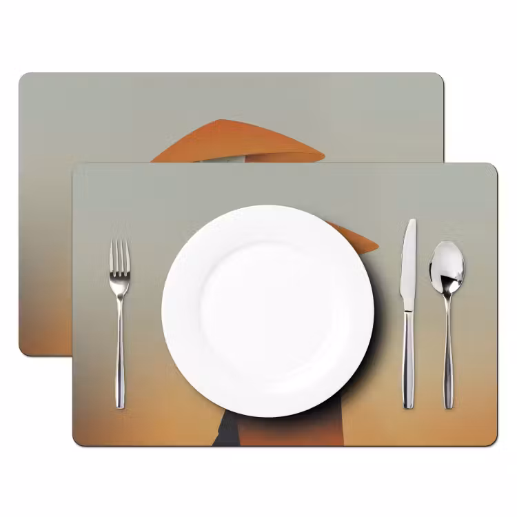 Placemat - 6 stuks - Minimalistisch - Silhouet - Oranje — 2