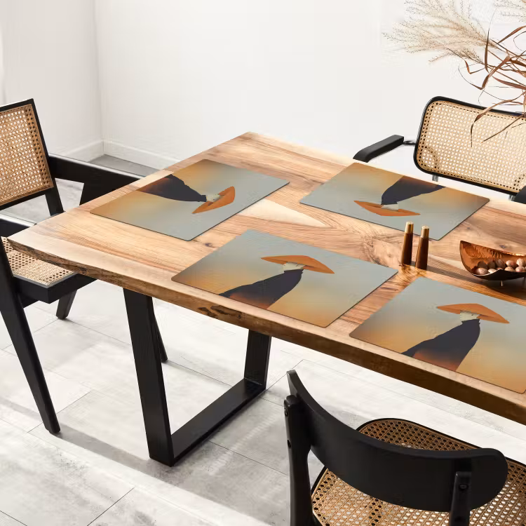 Placemat - 6 stuks - Minimalistisch - Silhouet - Oranje — 5