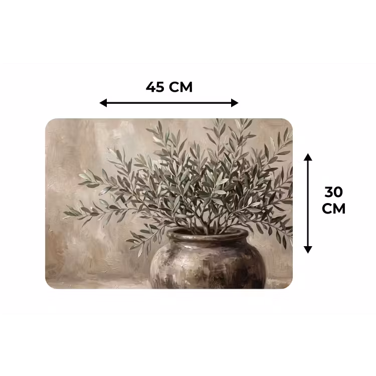Placemat - 6 stuks - Olijfplant - Aardenpot - Abstract - Beige — 3