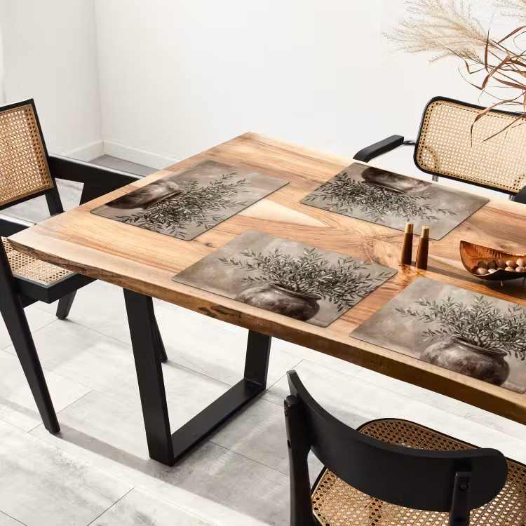 Placemat - 6 stuks - Olijfplant - Aardenpot - Abstract - Beige — 5