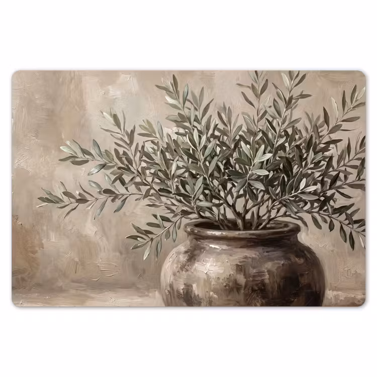 Placemat - 6 stuks - Olijfplant - Aardenpot - Abstract - Beige — 7