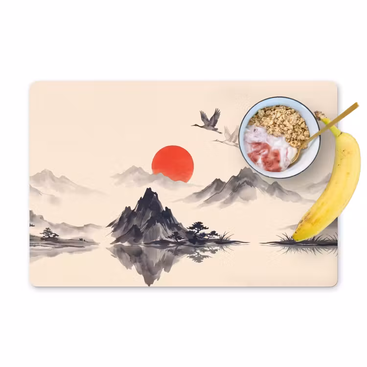 Placemat - 6 stuks - Oosters - Kraanvogels - Landschap — 1