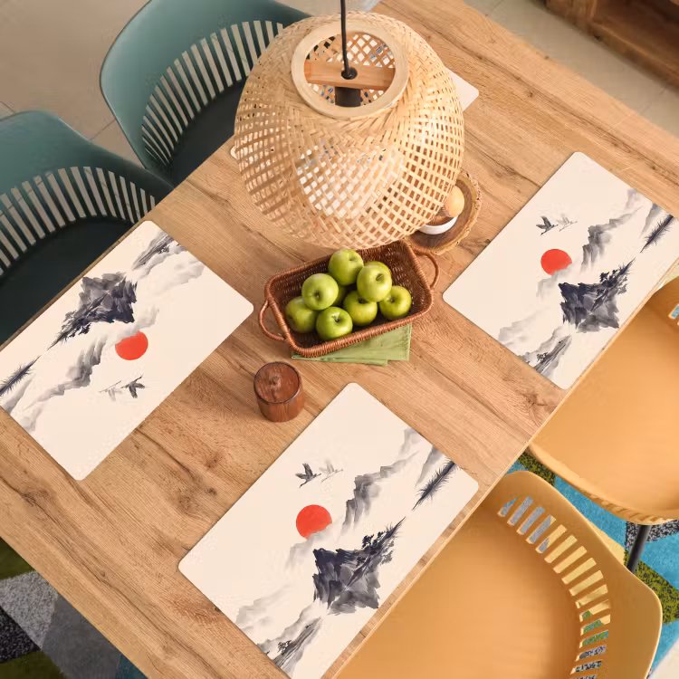 Placemat - 6 stuks - Oosters - Kraanvogels - Landschap — 6