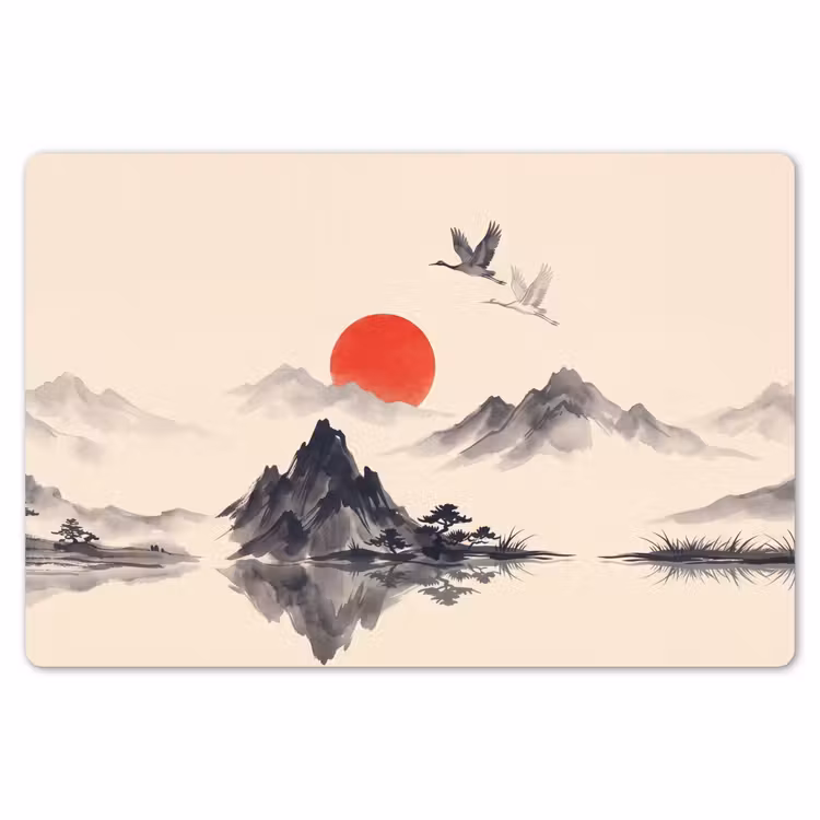 Placemat - 6 stuks - Oosters - Kraanvogels - Landschap — 7