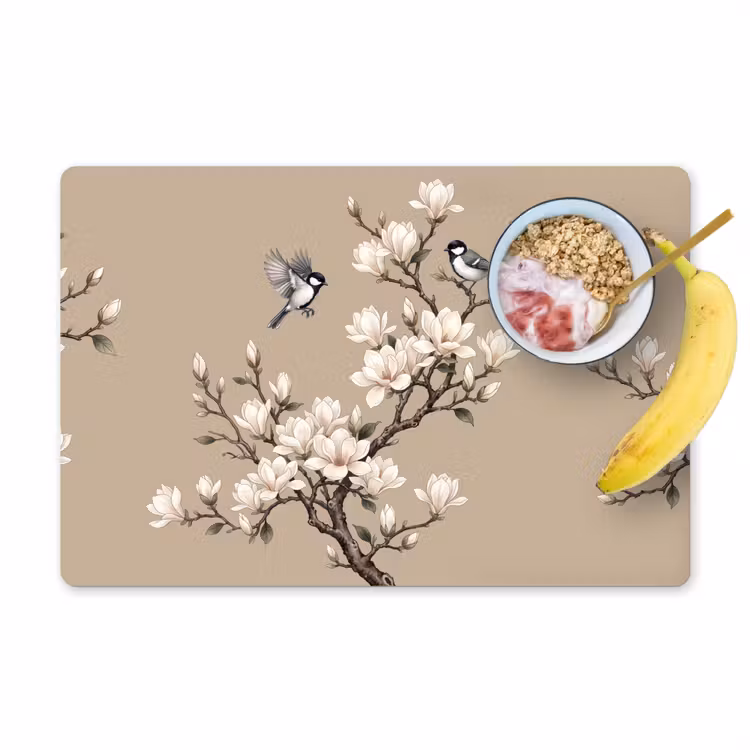 Placemat - 6 stuks - Oosters - Vogels - Beige — 1