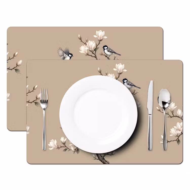 Placemat - 6 stuks - Oosters - Vogels - Beige — 2