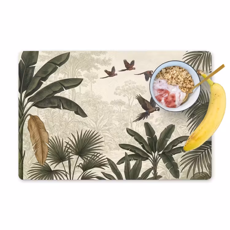 Placemat - 6 stuks - Papagaaien - Jungle - Tropisch - Green — 1