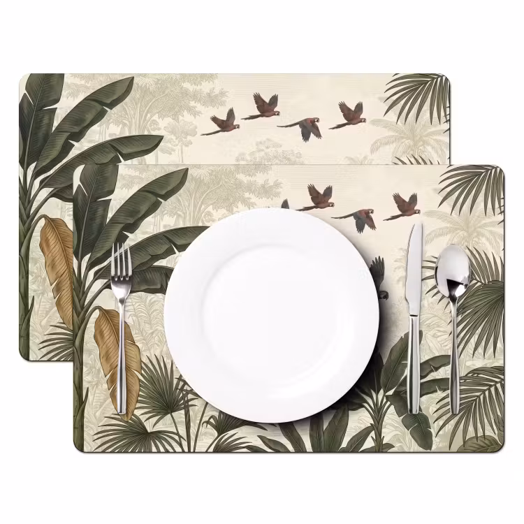 Placemat - 6 stuks - Papagaaien - Jungle - Tropisch - Green — 2