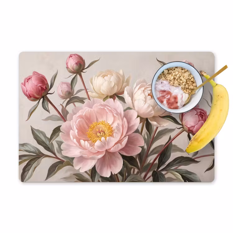 Placemat - 6 stuks - Pioenrozen - Boeket - Roze — 1
