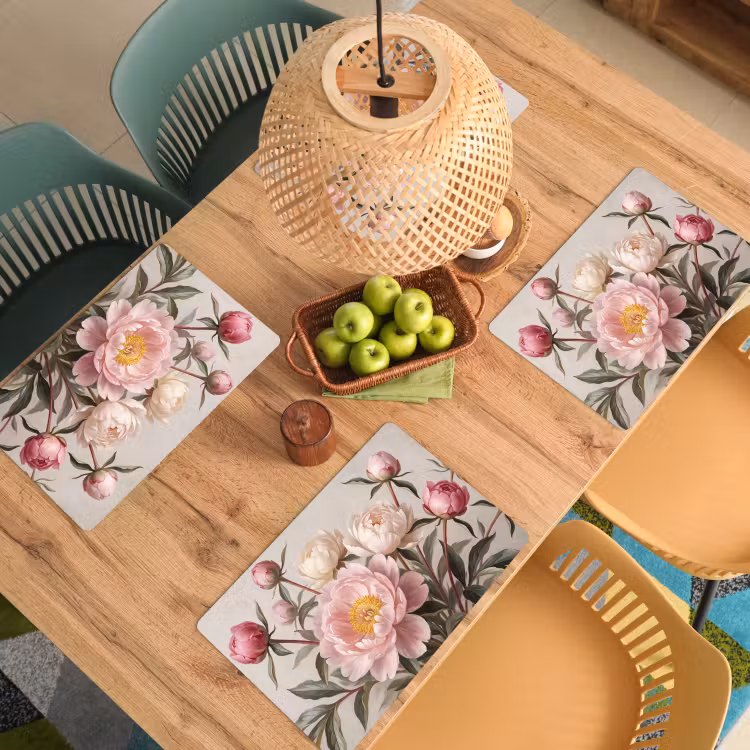 Placemat - 6 stuks - Pioenrozen - Boeket - Roze — 6