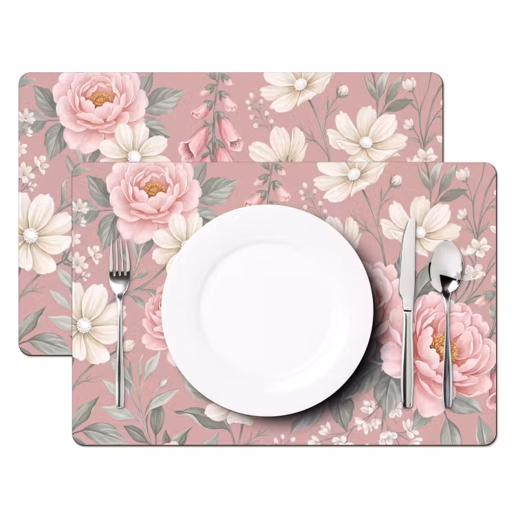 Placemat - 6 stuks - Pioenrozen - Vingerhoedskruid - Pink — 2