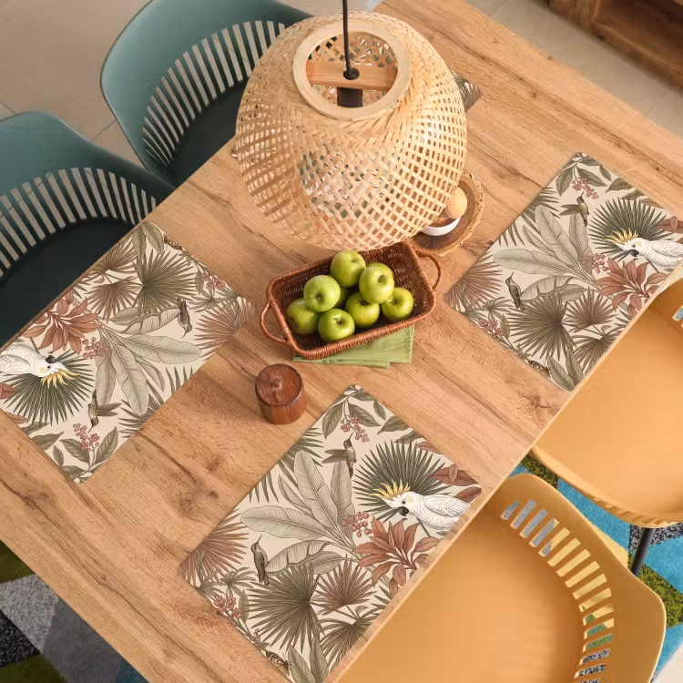 Placemat - 6 stuks - Tropisch - Vogels - Beige — 6