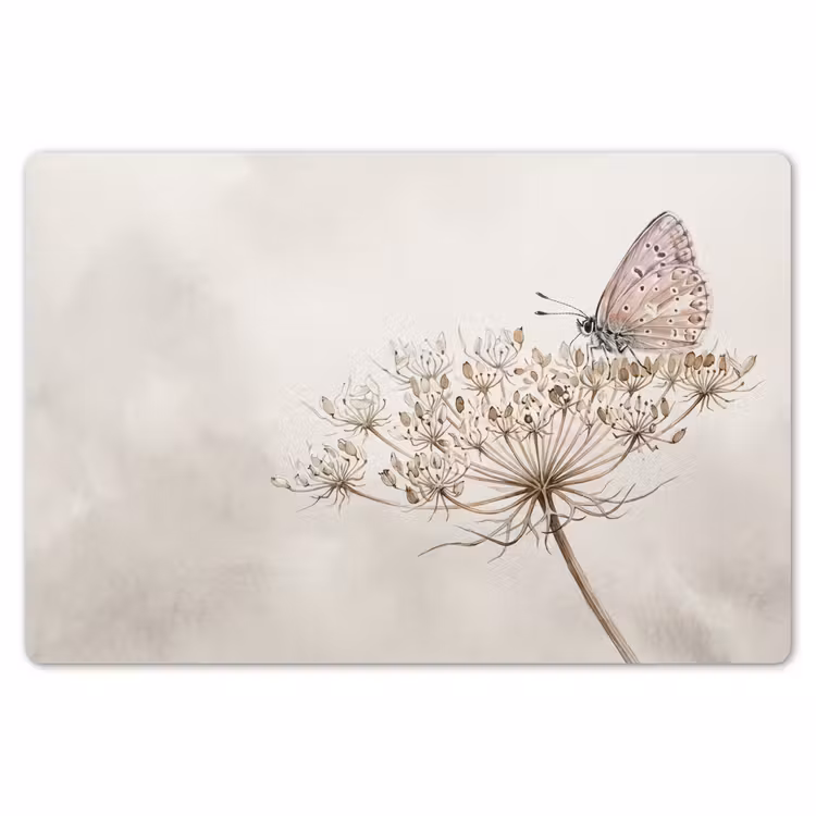 Placemat - 6 stuks - Vlinder - Bloem -Natuur - Beige — 7