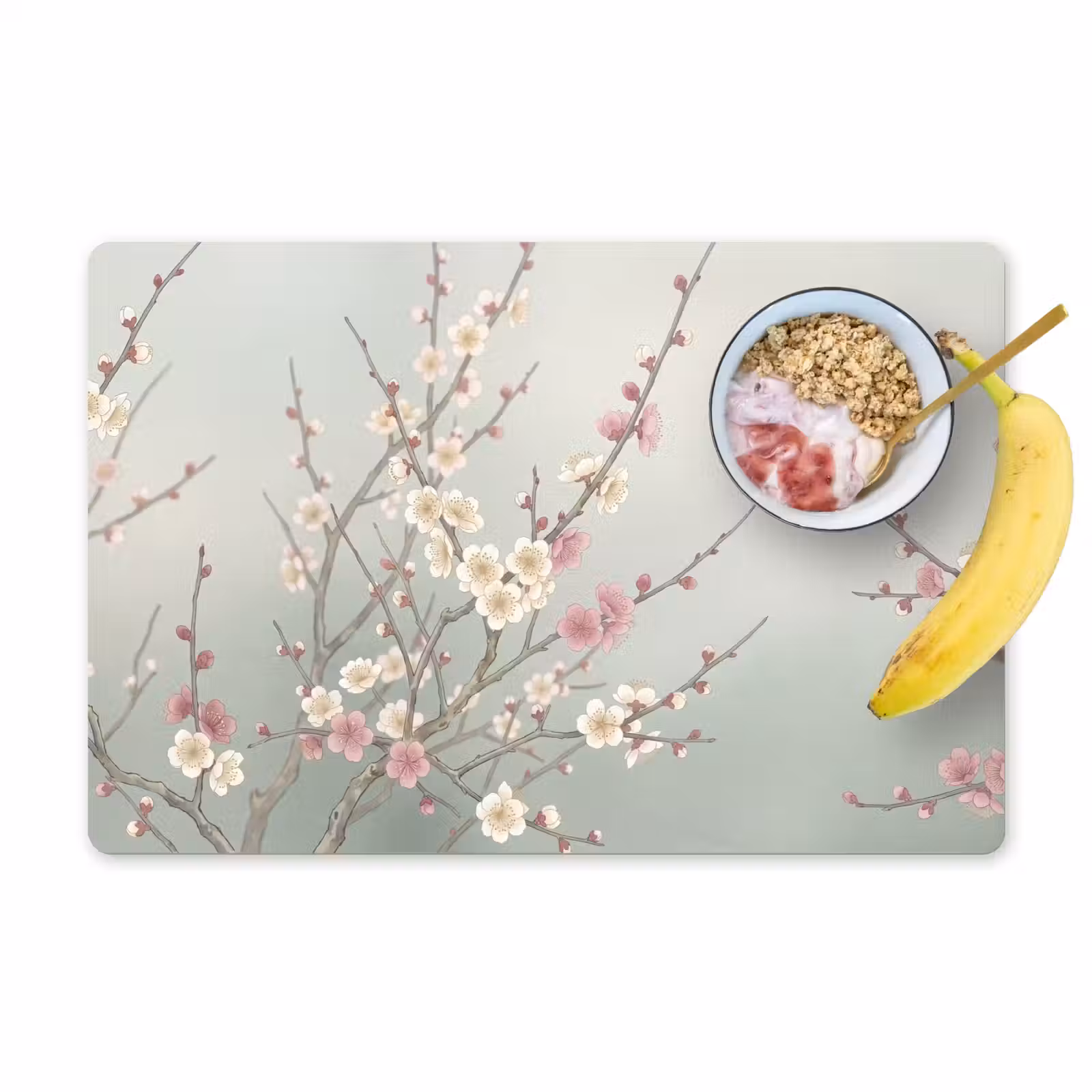Placemat - 6 stuks - Kersen - Bloesem - Groen — 1