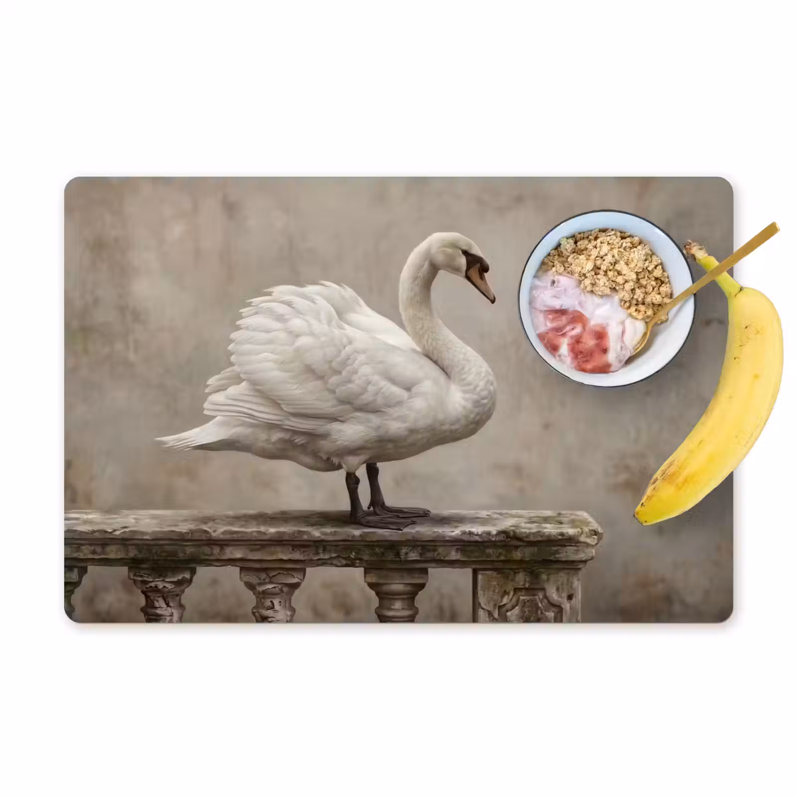 Placemat - 6 stuks - Zwaan - Elegant - Dieren - Wit — 1