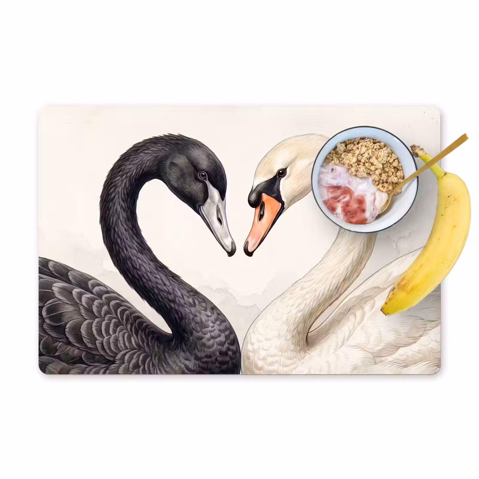 Placemat - 6 stuks - Zwanen - Hartvorm - Dieren — 1
