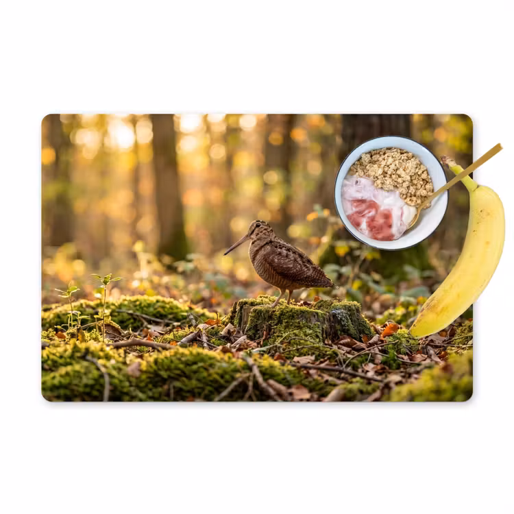 Placemat - 6 stuks - Houtsnip - Bos - Bladeren - Herfst - Gecamoufleerd — 1