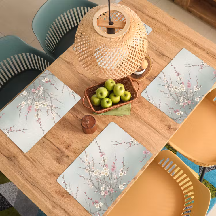 Placemat - 6 stuks - Kersen - Bloesem - Groen — 6