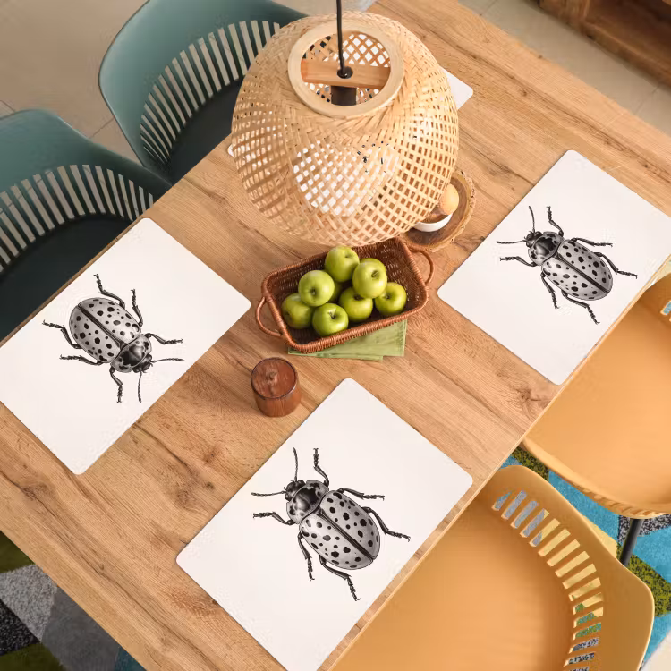 Placemat - 6 stuks - Kever - Insect - Vintage — 6