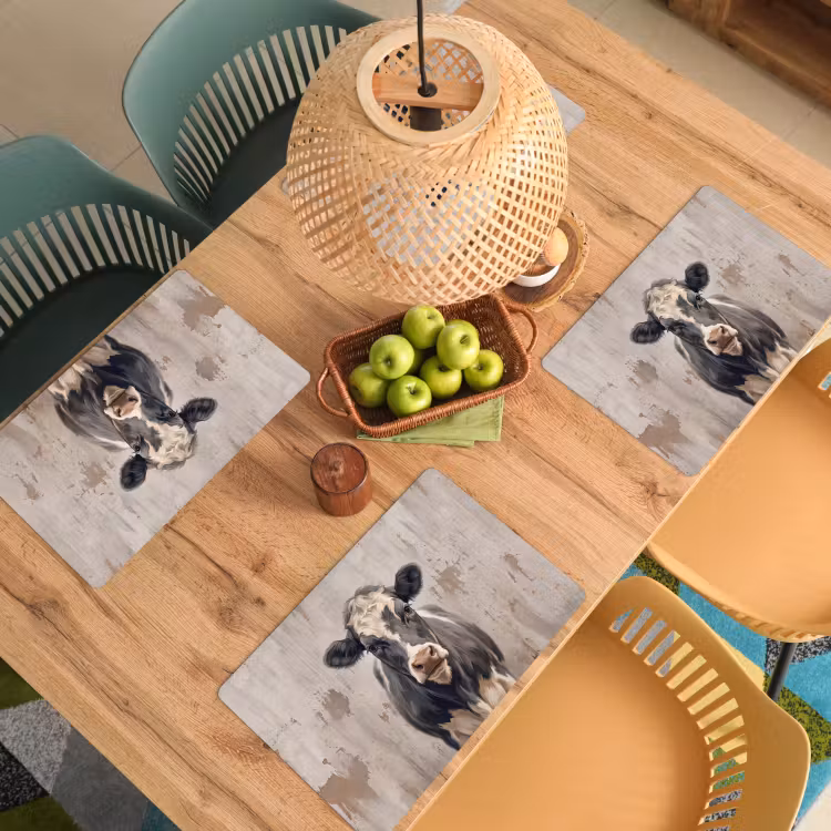 Placemat - 6 stuks - Koe - Portret - Dieren - Modern — 6
