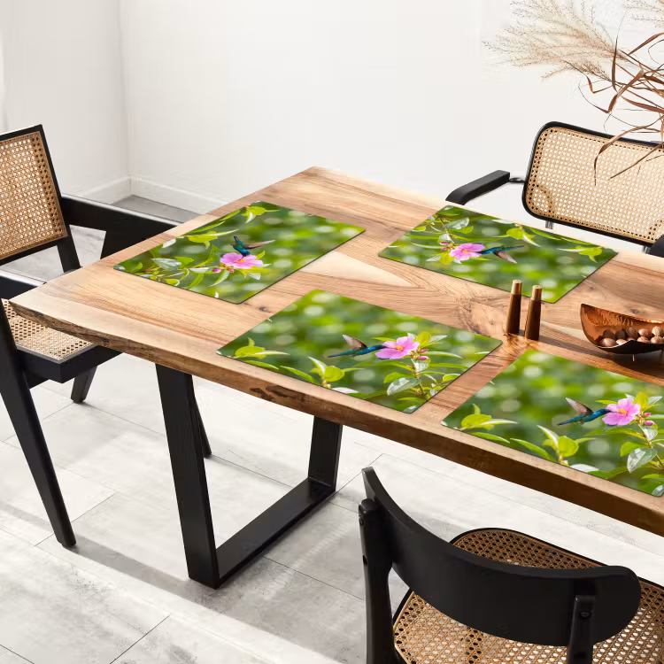 Placemat - 6 stuks - Kolibrie - Bloem - Natuur - Groen — 5
