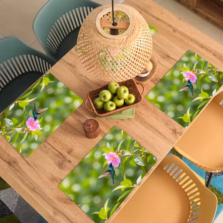 Placemat - 6 stuks - Kolibrie - Bloem - Natuur - Groen — 6