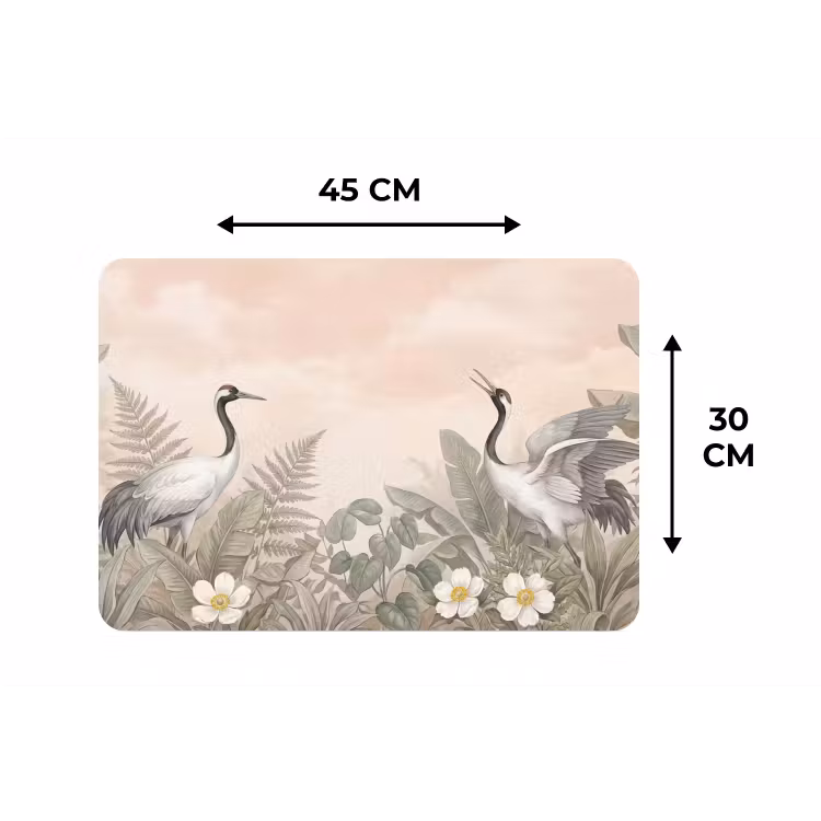 Placemat - 6 stuks - Kraanvogels - Natuur - Roze — 3