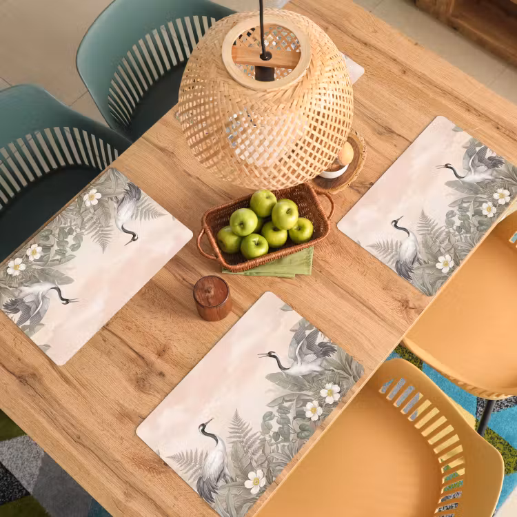 Placemat - 6 stuks - Kraanvogels - Natuur - Roze — 6