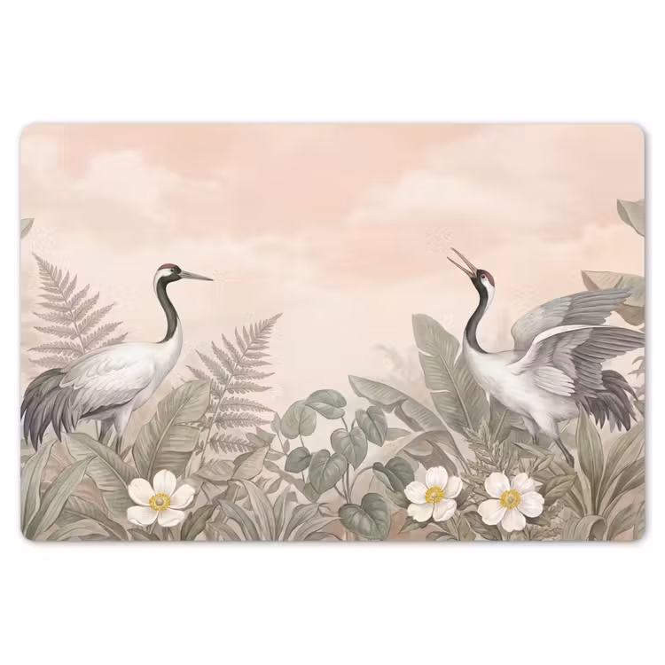 Placemat - 6 stuks - Kraanvogels - Natuur - Roze — 7
