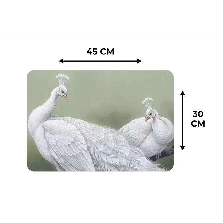Placemat - 6 stuks - Pauwen - Wit - Natuur - Groen — 3