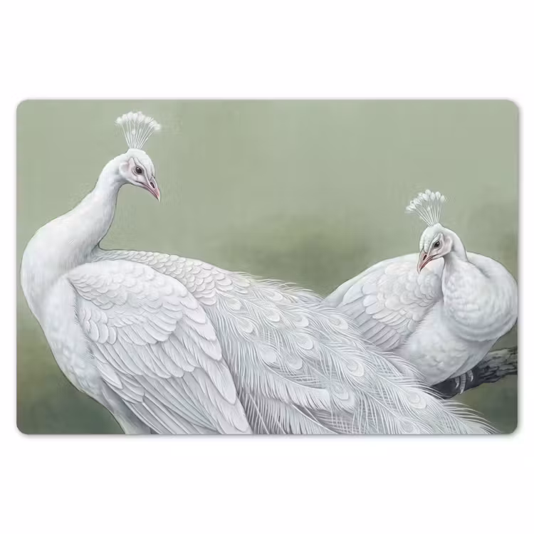 Placemat - 6 stuks - Pauwen - Wit - Natuur - Groen — 7