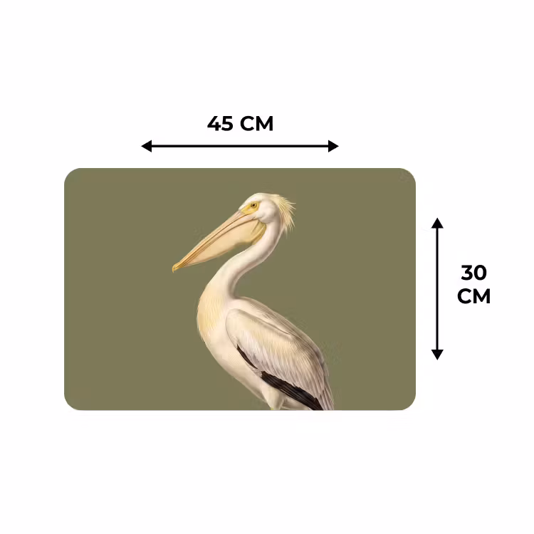 Placemat - 6 stuks - Pelikaan - Wit - Vogel - Klassiek - Natuur — 3