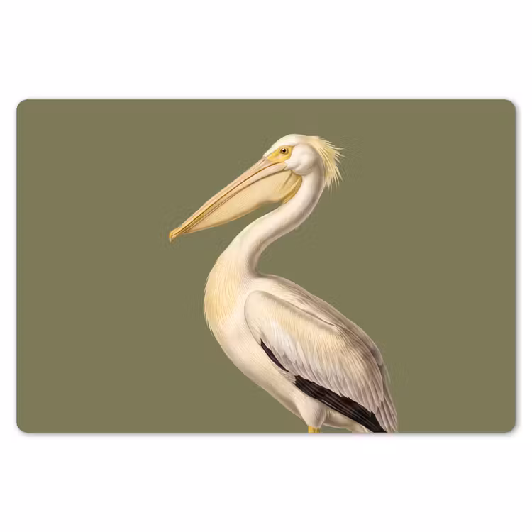 Placemat - 6 stuks - Pelikaan - Wit - Vogel - Klassiek - Natuur — 7