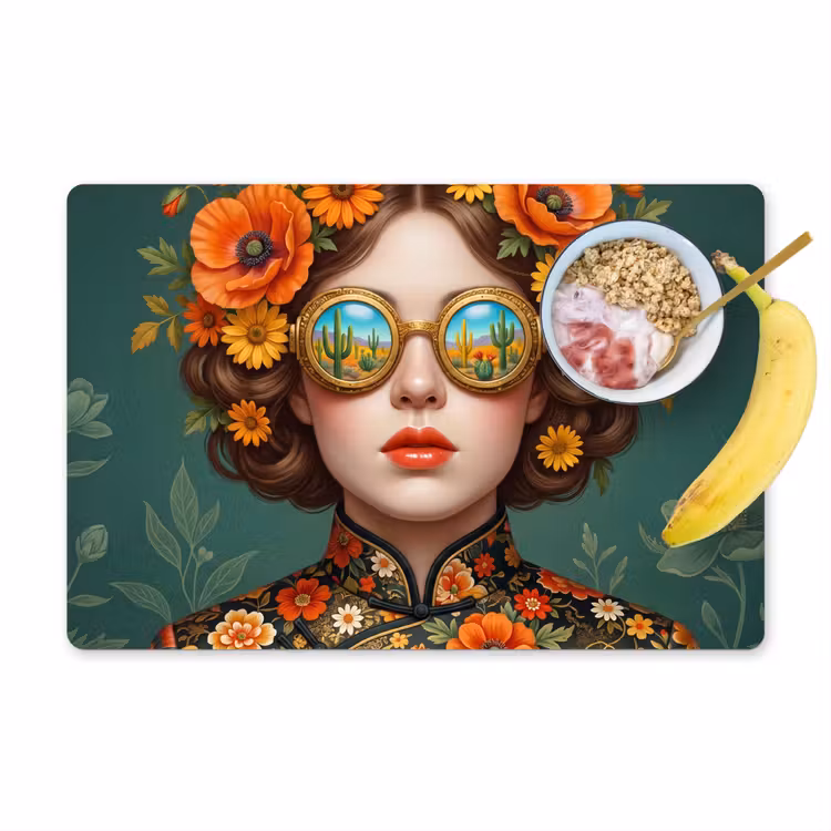 Placemat - 6 stuks - Portret - Vrouw - Kleurrijk - Expressief — 1