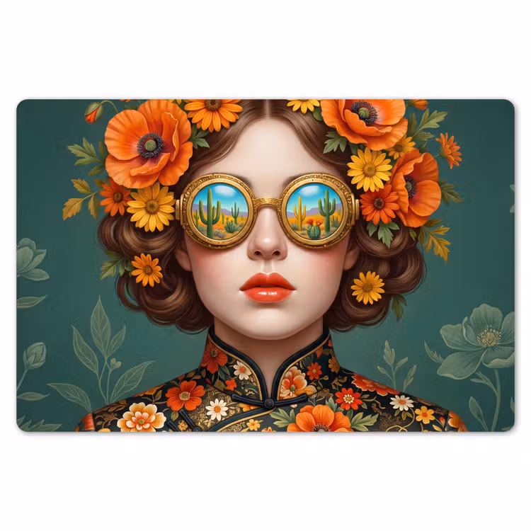 Placemat - 6 stuks - Portret - Vrouw - Kleurrijk - Expressief — 7