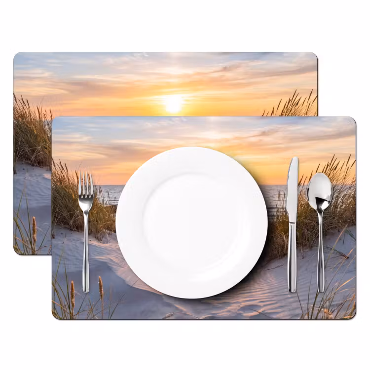 Placemat - 6 stuks - Strand - Zonsondergang - Natuur - Landschap — 2