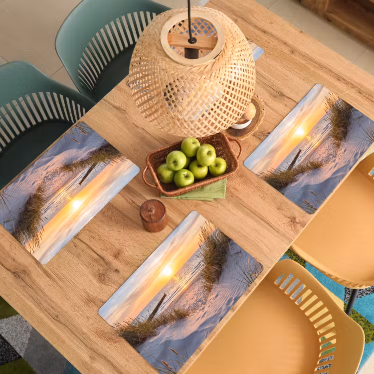 Placemat - 6 stuks - Strand - Zonsondergang - Natuur - Landschap — 6