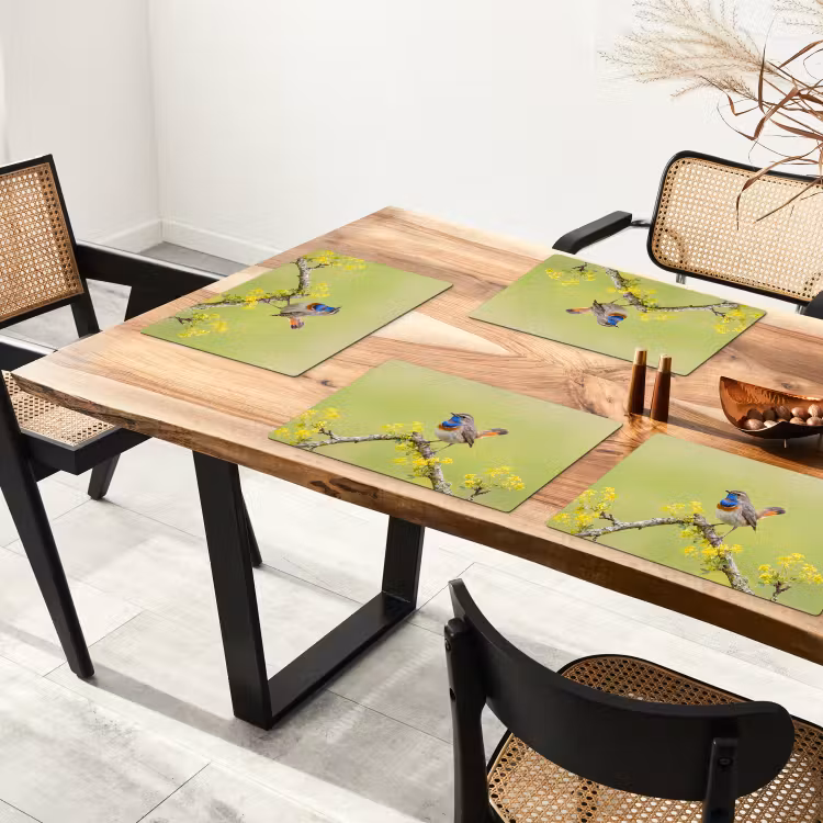 Placemat - 6 stuks - Vogel - Tak - Natuur - Kleurrijk — 5