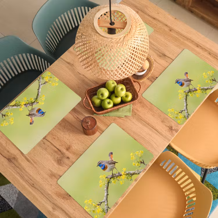 Placemat - 6 stuks - Vogel - Tak - Natuur - Kleurrijk — 6