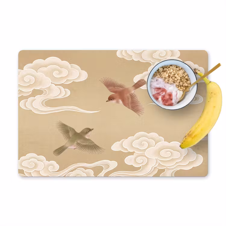 Placemat - 6 stuks - Vogels - Vliegen - Beige — 1