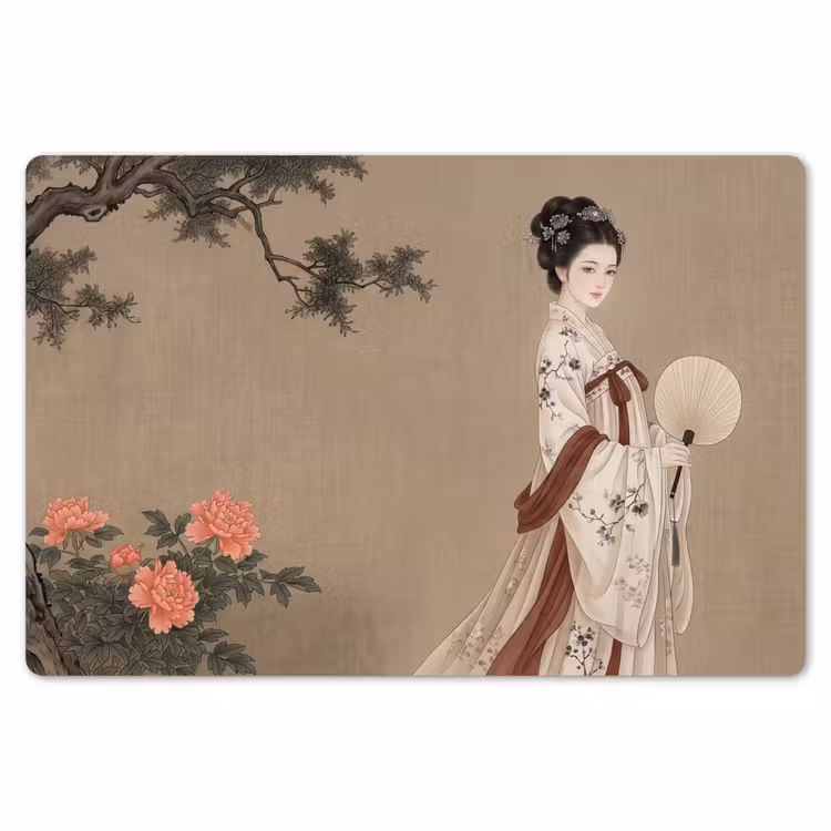 Placemat - 6 stuks - Vrouw - Azië - Kunst - Beige — 7