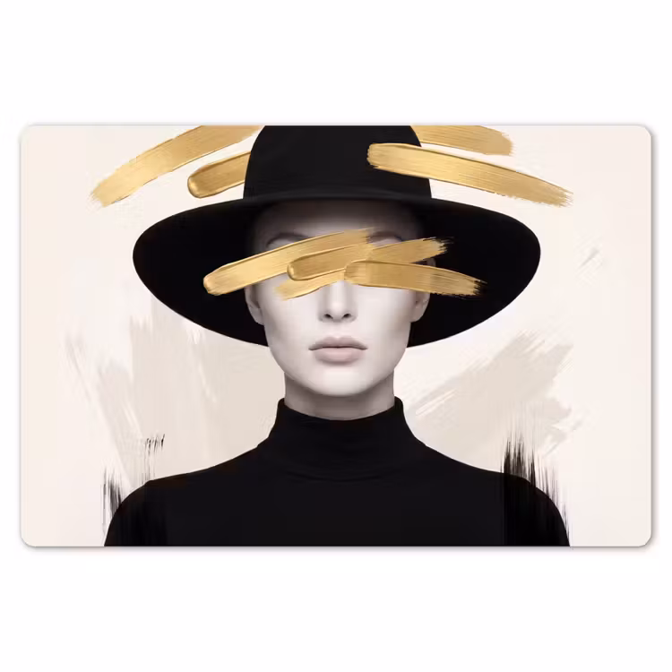 Placemat - 6 stuks - Vrouw - Portret - Modern - Goud - Kunst — 7