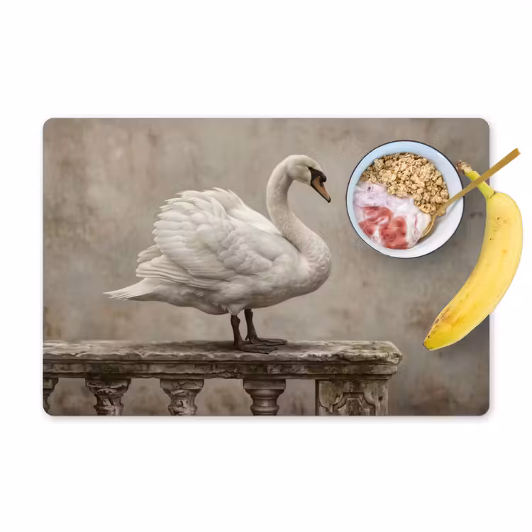 Placemat - 6 stuks - Zwaan - Elegant - Dieren - Wit — 1
