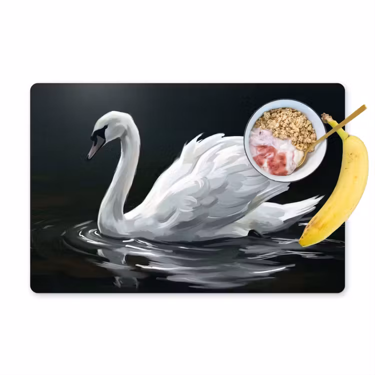 Placemat - 6 stuks - Zwaan - Water - Natuur - Realistisch - Wit — 1