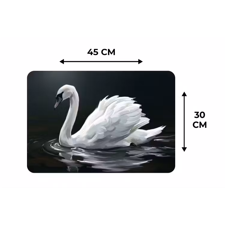 Placemat - 6 stuks - Zwaan - Water - Natuur - Realistisch - Wit — 3