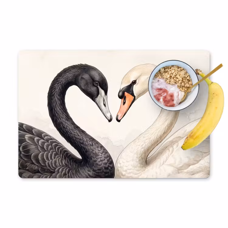 Placemat - 6 stuks - Zwanen - Hartvorm - Dieren — 1